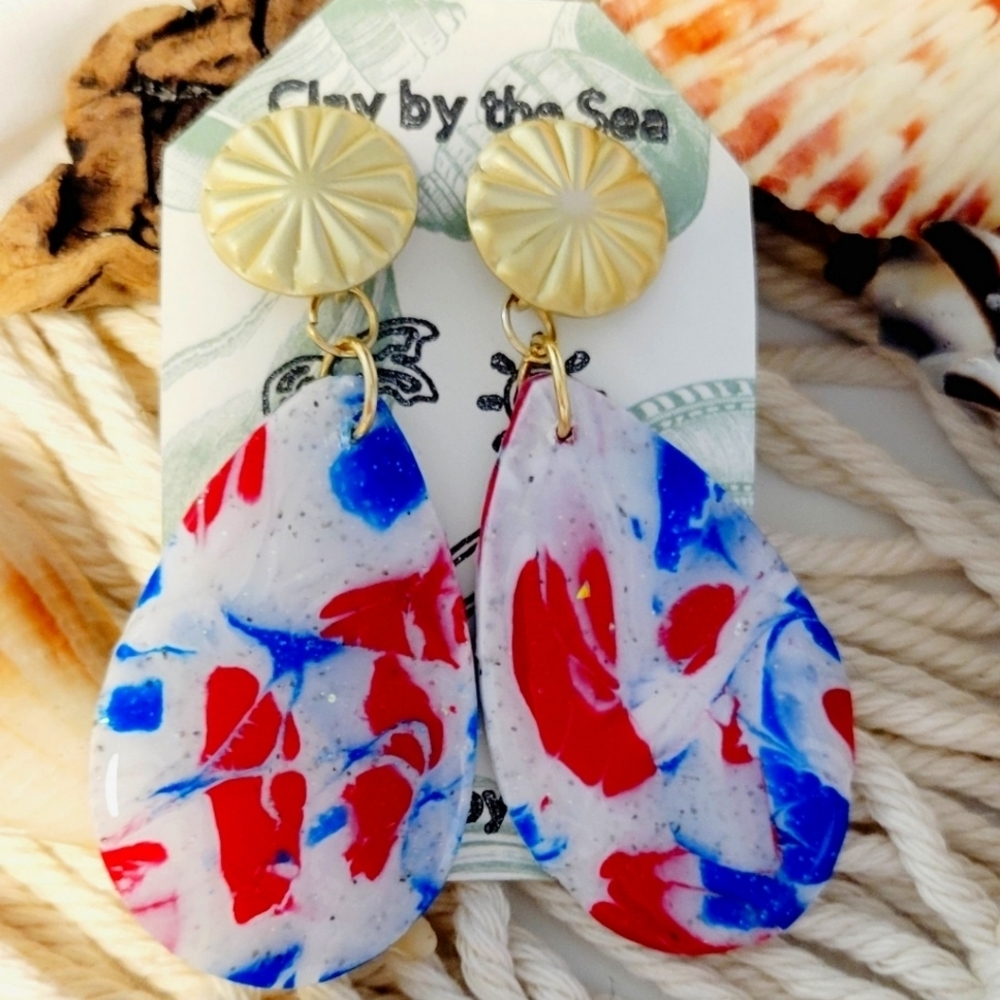 Red,White and Blue Polymer Clay Earrings